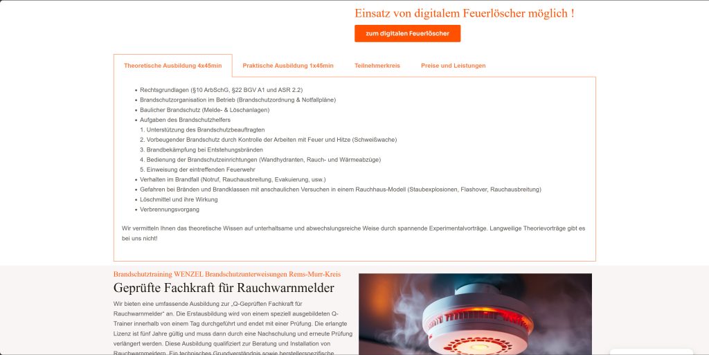 brandschutztraining.net Webdesign ERFOLGMITWEB Kundenwebsite